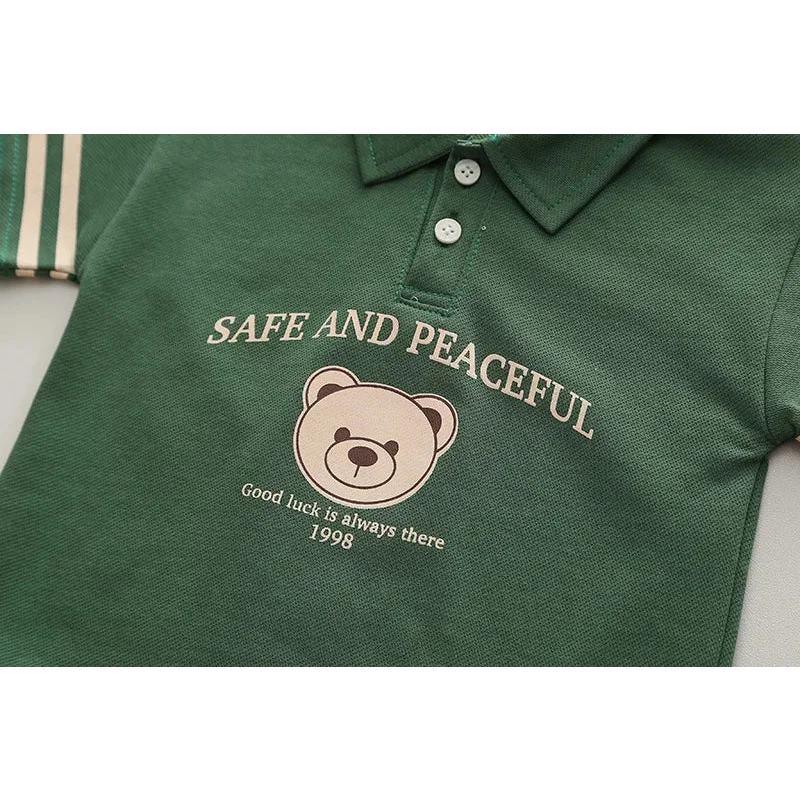 Conjunto Polo Infantil Modelo Cartoon de Urso Lenogue