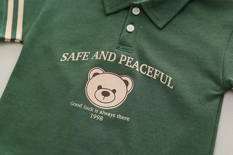 Conjunto Polo Infantil Modelo Cartoon de Urso Lenogue