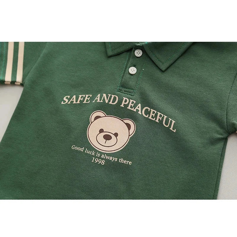 Conjunto Polo Infantil Modelo Cartoon de Urso Lenogue