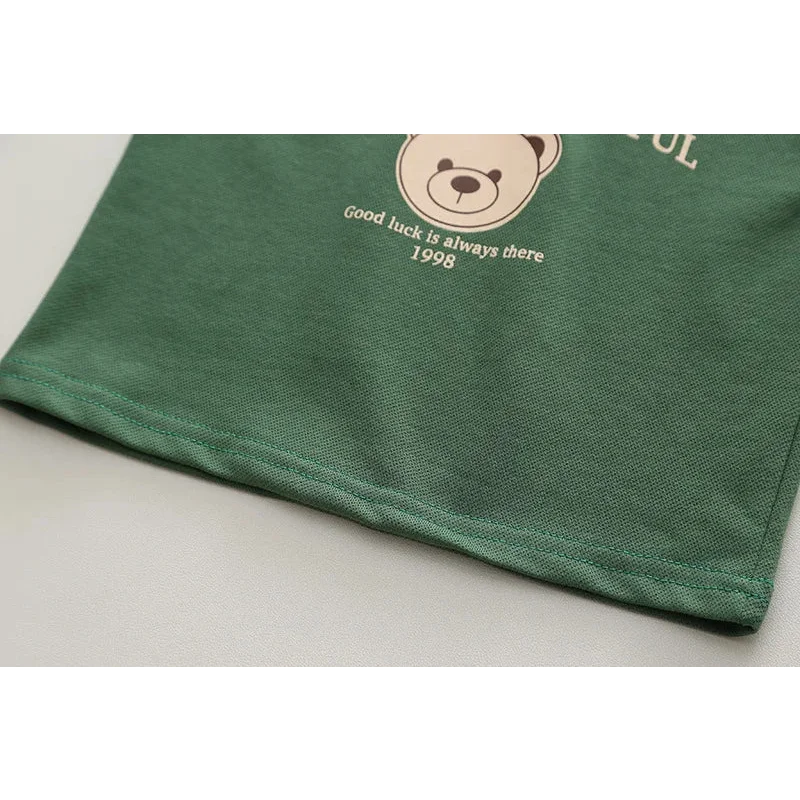 Conjunto Polo Infantil Modelo Cartoon de Urso Lenogue
