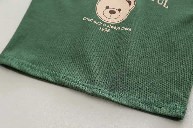 Conjunto Polo Infantil Modelo Cartoon de Urso Lenogue