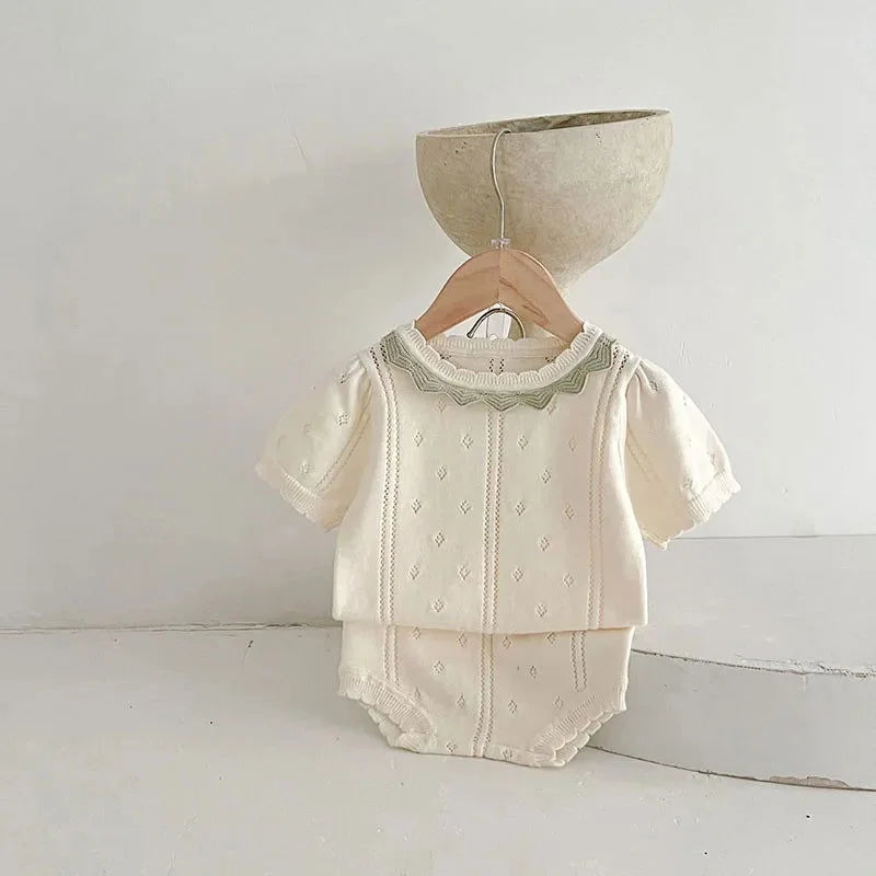 Conjunto Refinado Tricot Marshmallow Blusa e Short Lenogue