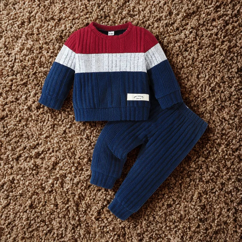 Conjunto Roupa Infantil Menino Suéter e Calça Térmico Lenogue Vermelho Azul / 3-6 Meses