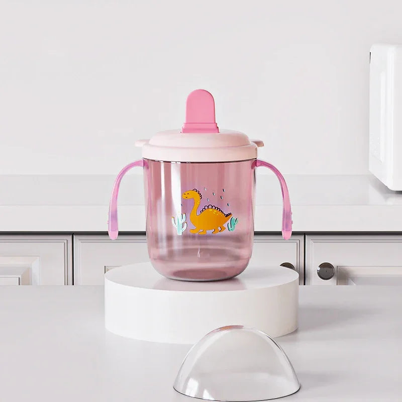 Copo Infantil Antivazamento com Alça Colorida Lenogue Mod. a (rosa)