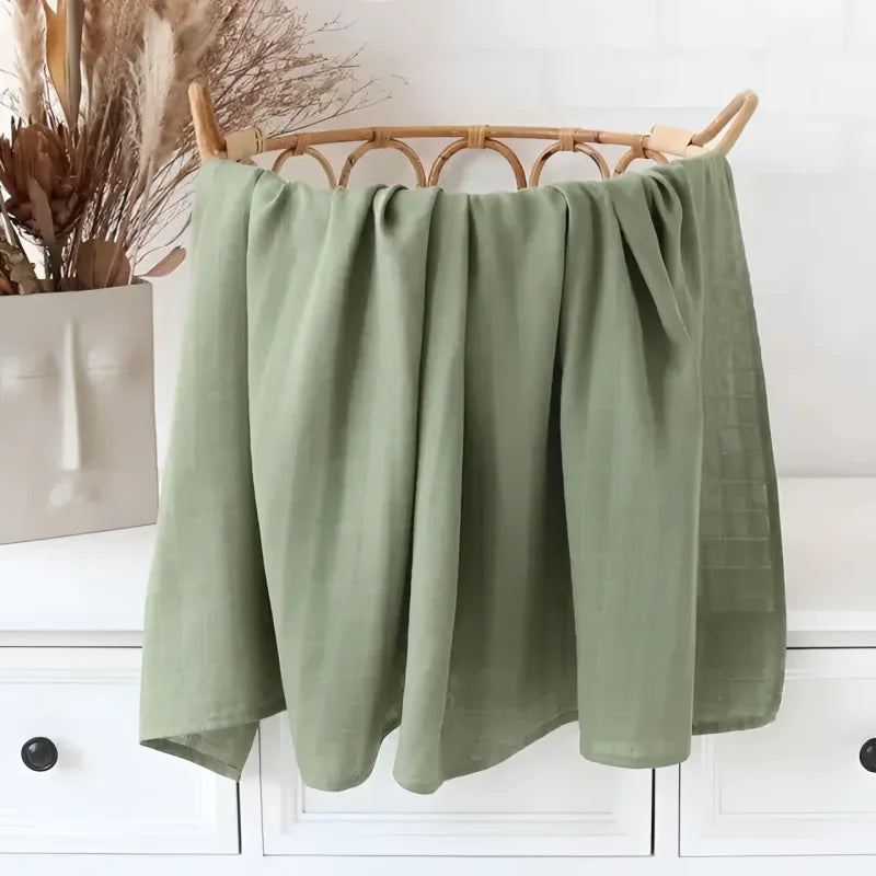 Cueiro Infantil Muslin Algodão e Bambu Lenogue Verde / 60x60cm