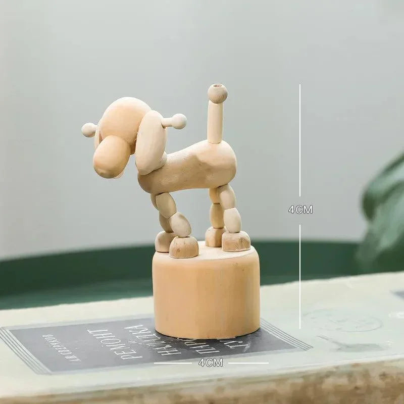 Estatueta Infantil Artesanal de Madeira Natural Lenogue Cachorro