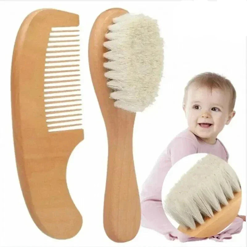 Kit Infantil Escova e Pente Madeira Natural Lenogue