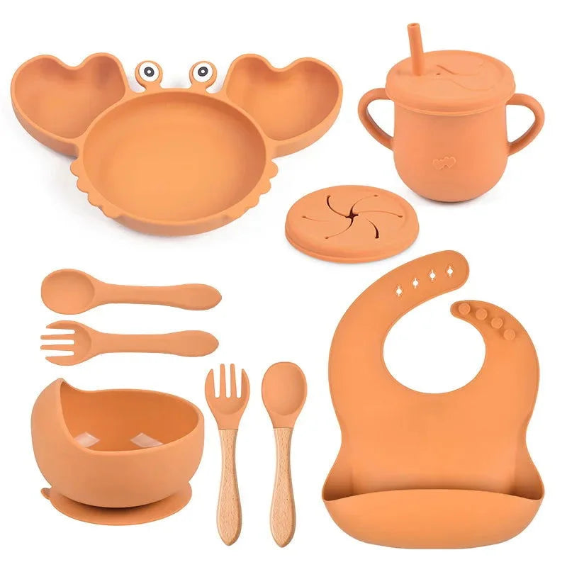 Kit Infantil Introdução Alimentar Caranguejo Lenogue Laranja