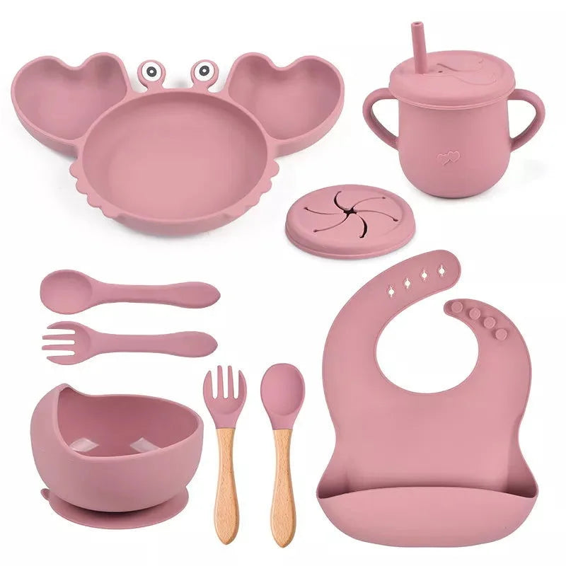 Kit Infantil Introdução Alimentar Caranguejo Lenogue Rosa