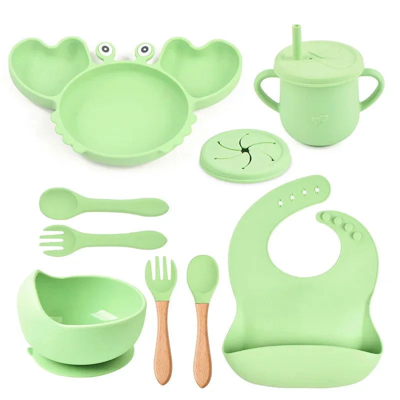 Kit Infantil Introdução Alimentar Caranguejo Lenogue Verde