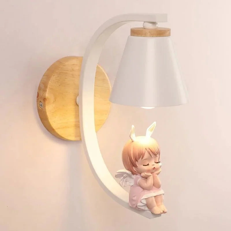 Luminária Infantil Arandela Parede Colorida Lenogue Anjinho