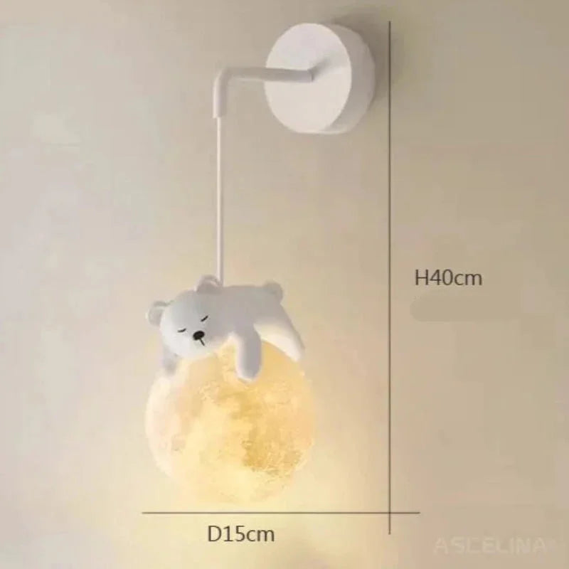 Luminária Infantil Arandela Parede Lua Branca Lenogue