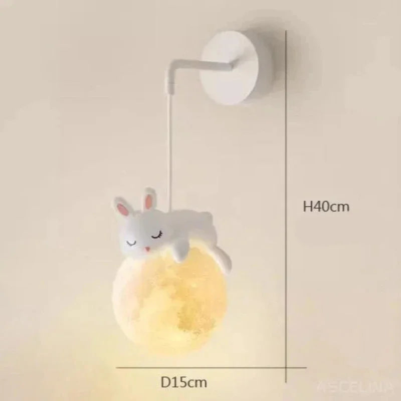 Luminária Infantil Arandela Parede Lua Branca Lenogue