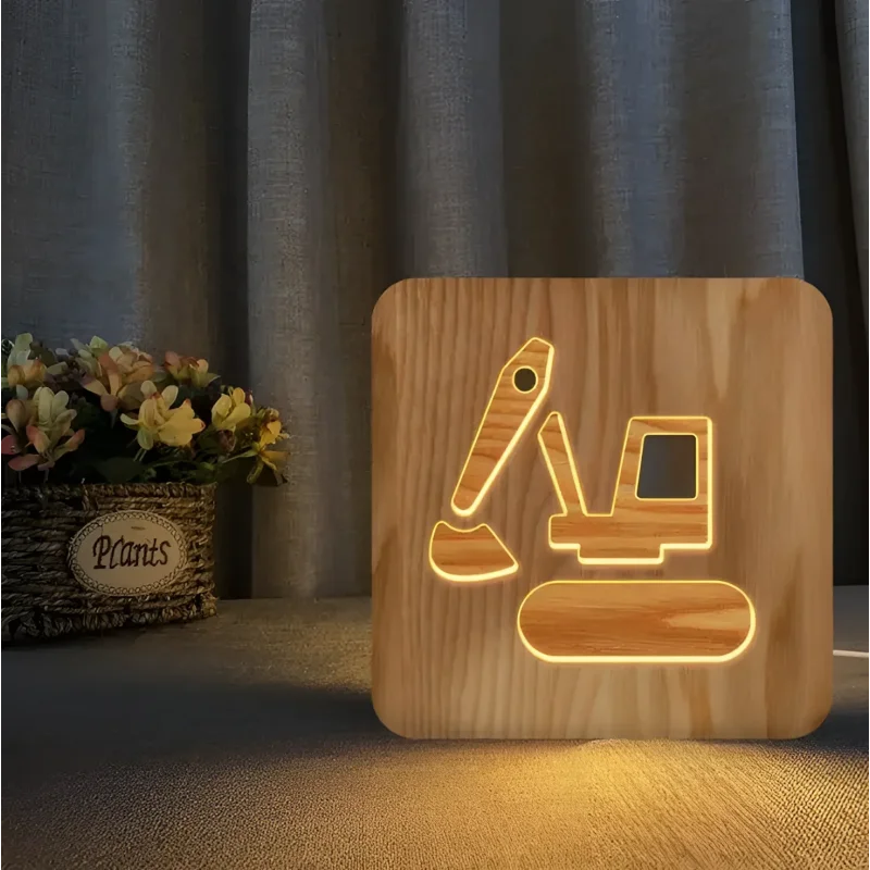 Luminária Infantil Led Design Veículo Lenogue Escavadeira
