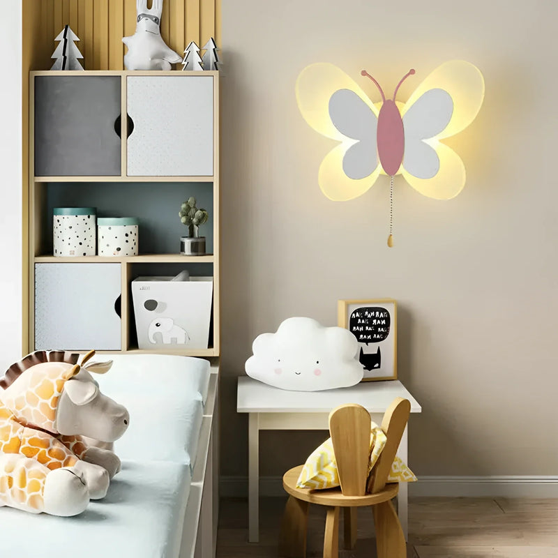 Luminária Infantil Parede Nórdica Borboleta Lenogue
