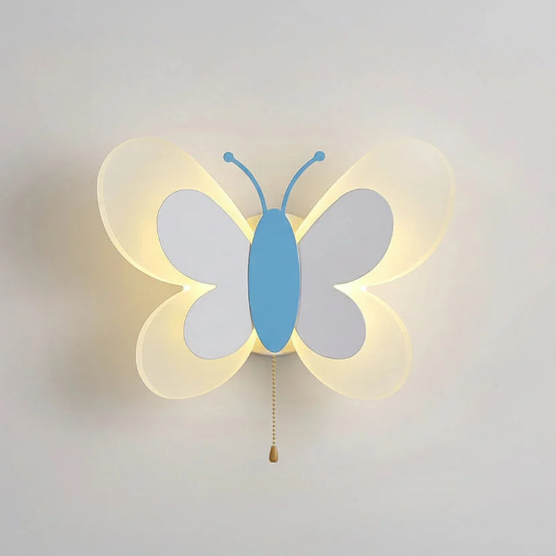Luminária Infantil Parede Nórdica Borboleta Lenogue Azul / Luz Fria (5500-7000k)