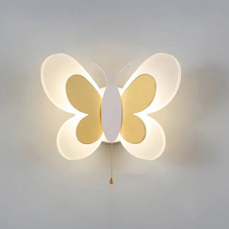 Luminária Infantil Parede Nórdica Borboleta Lenogue Dourado / Luz Fria (5500-7000k)