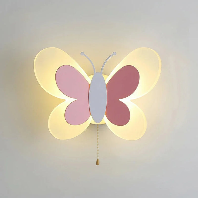 Luminária Infantil Parede Nórdica Borboleta Lenogue Rosa / Luz Fria (5500-7000k)