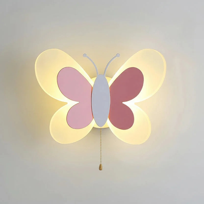 Luminária Infantil Parede Nórdica Borboleta Lenogue Rosa / Luz Fria (5500-7000k)
