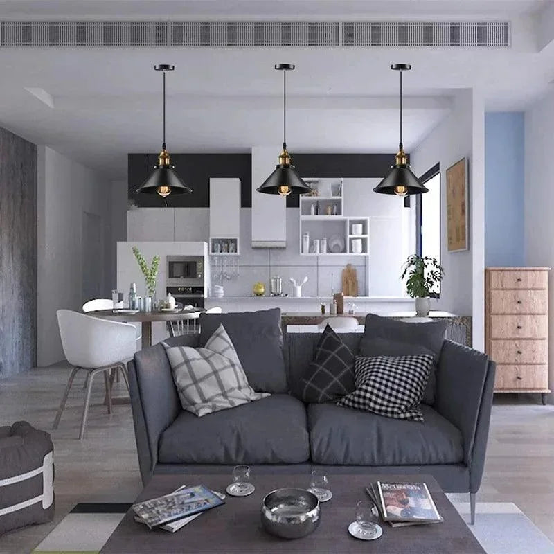 Luminária Pendente Ferro Vintage Preta Lenogue Preto