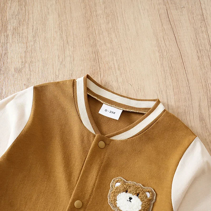 Macacão Infantil Algodão Estampa Ursinho Baseball Lenogue