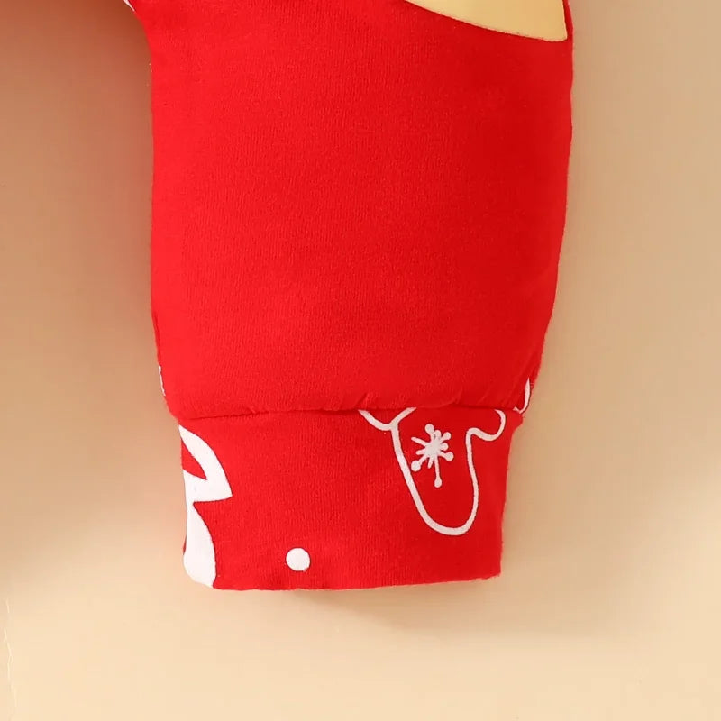 Macacão Infantil Algodão Manga Longa Primeiro Natal com Gorro Lenogue