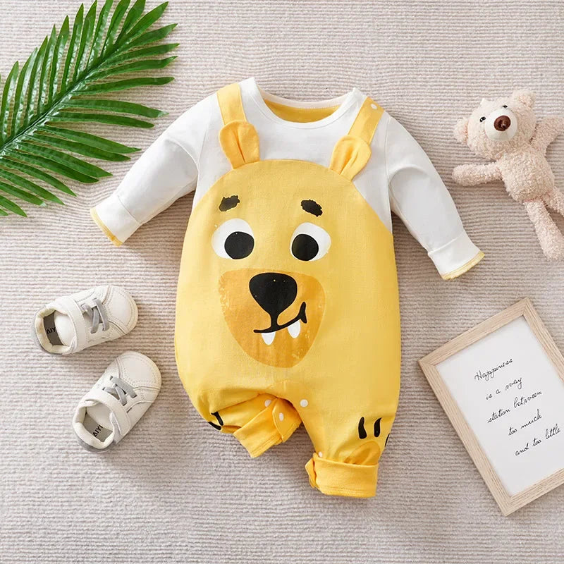 Macacão Infantil Algodão Manga Longa Ursinho Petit Lenogue Amarelo / 0-3 Meses