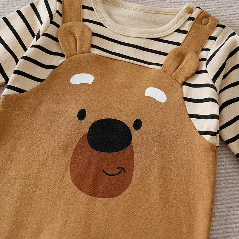 Macacão Infantil Algodão Puro para Frio Estampa Ursinho 3d Lenogue