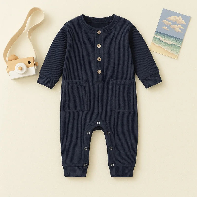 Macacão Infantil Casual Listrado Lenogue Azul / 0-3 Meses