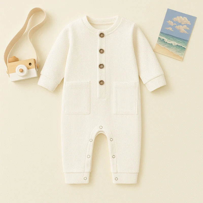 Macacão Infantil Casual Listrado Lenogue Branco / 0-3 Meses