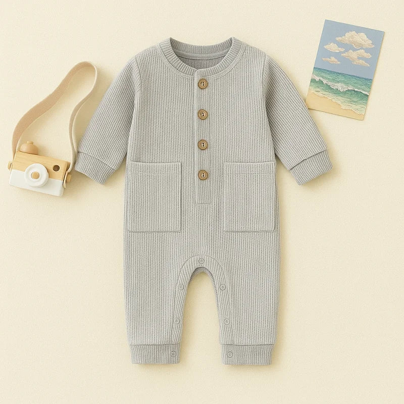 Macacão Infantil Casual Listrado Lenogue Cinza / 0-3 Meses