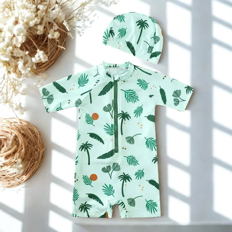 Macacão Infantil Colorido para Banho Lenogue Verde / 6-12 Meses