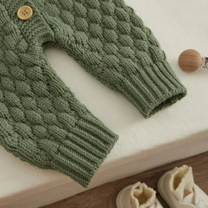 Macacão Infantil com Touca Tricot Baby Lenogue