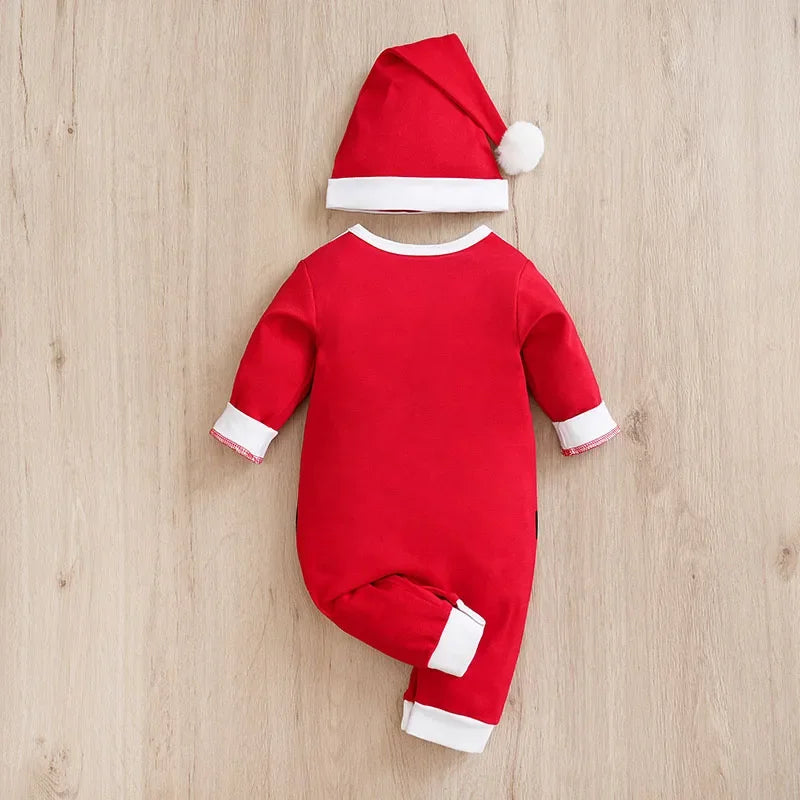 Macacão Infantil de Algodão Manga Longa Modelo Papai Noel Lenogue
