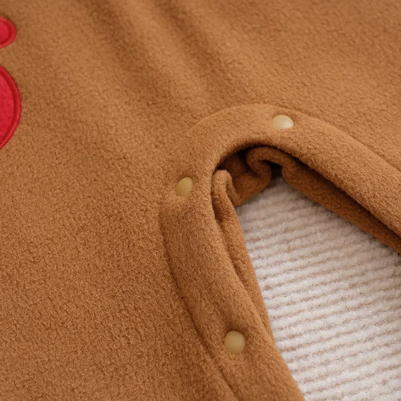 Macacão Infantil com Capuz Manga Longa Rena Natal Lenogue