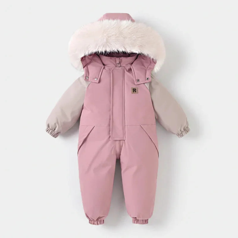 Macacão Infantil Esqui Impermeável Capuz Térmico Alpin Lenogue Rosa / 18-24 Meses