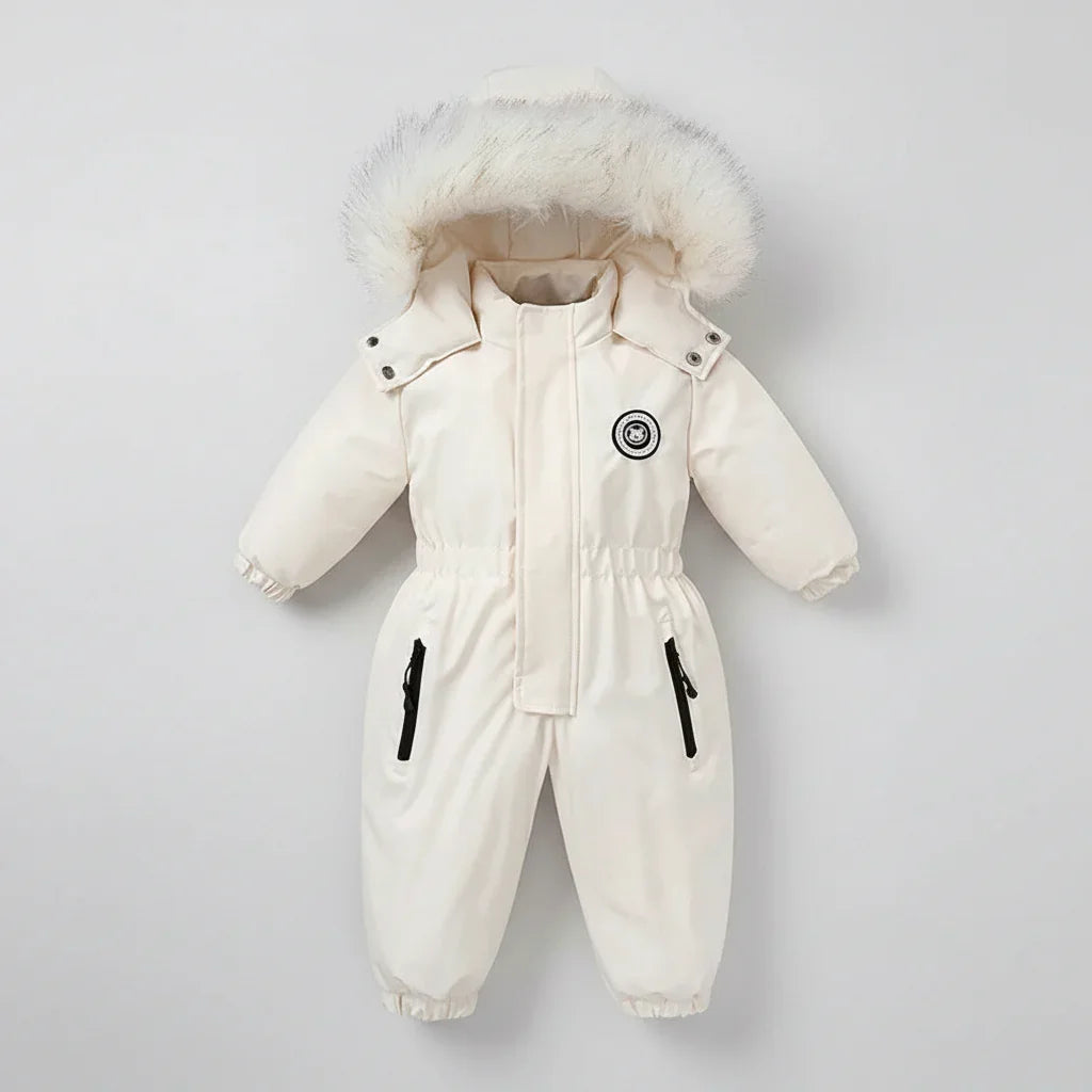 Macacão Infantil Esqui Impermeável Veludo Capuz Glacier Lenogue Bege / 18-24 Meses