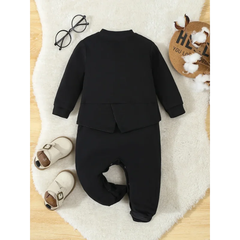 Macacão Infantil Gentleman Algodão com Pé para Outono Lenogue