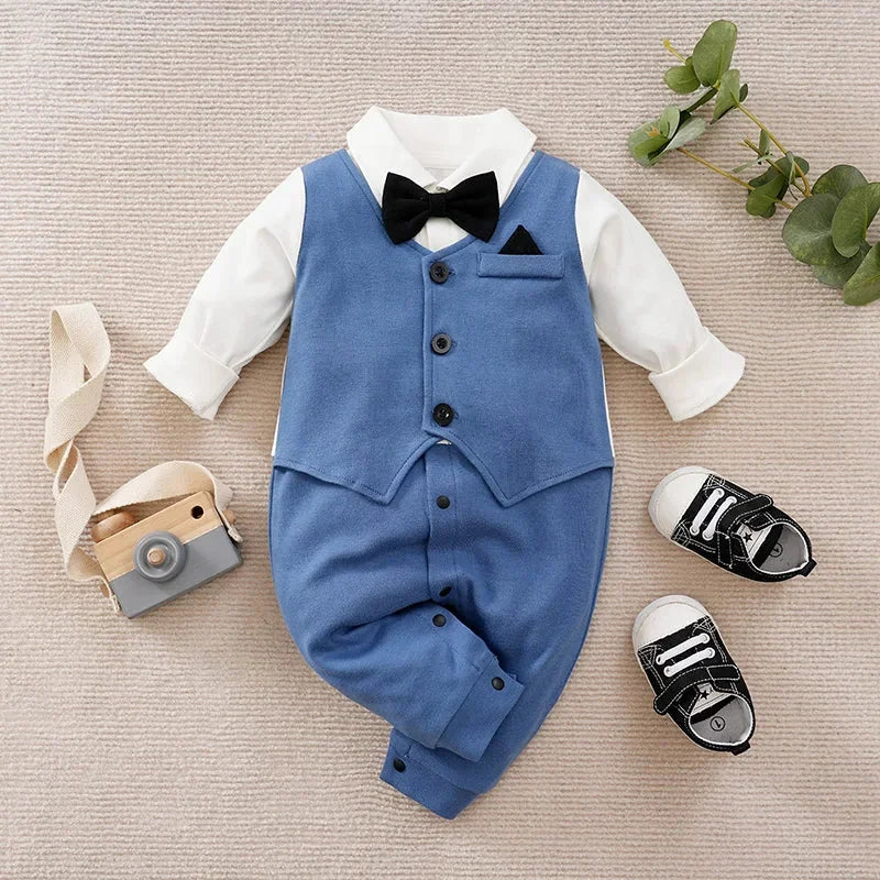 Macacão Infantil Gentleman Social Lenogue Azul / 0-3 Meses