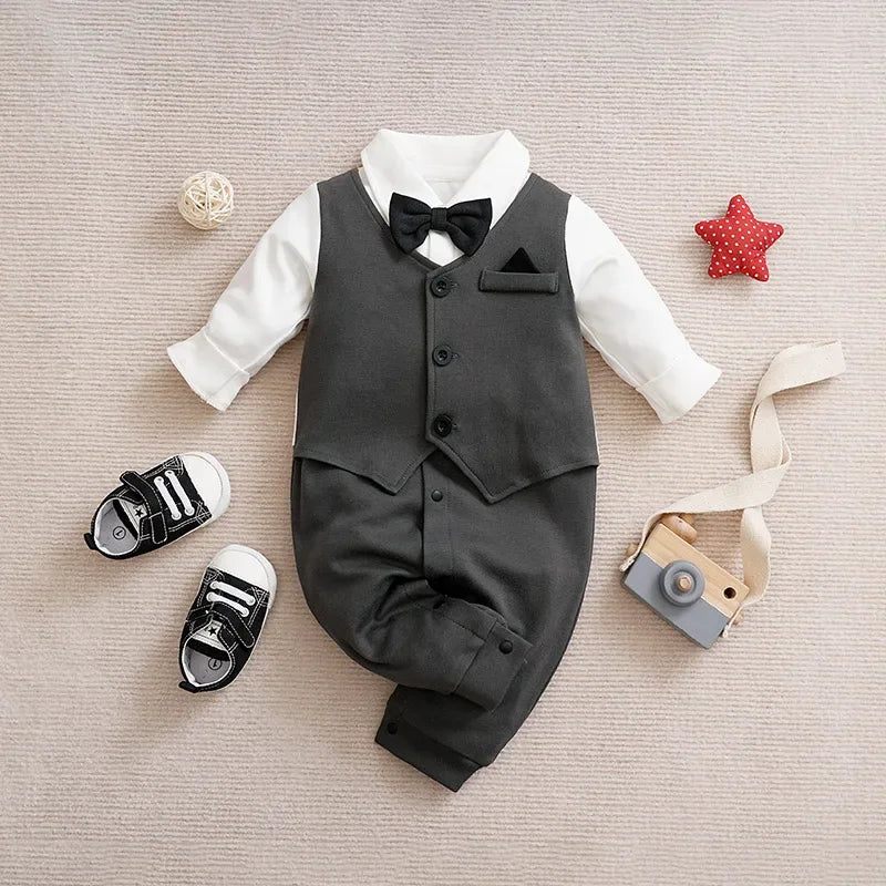 Macacão Infantil Gentleman Social Lenogue Cinza / 0-3 Meses