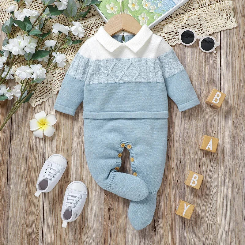 Macacão Infantil Gola Alta Tricot para Inverno Lenogue 0-3 Meses