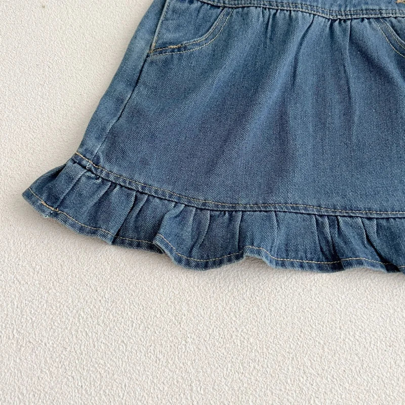 Macacão Infantil Jardineira Jeans Rainbow Azul Lenogue