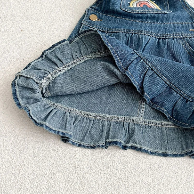 Macacão Infantil Jardineira Jeans Rainbow Azul Lenogue