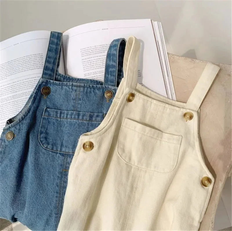 Macacão Infantil Jardineira Unissex Algodão Denim Lenogue