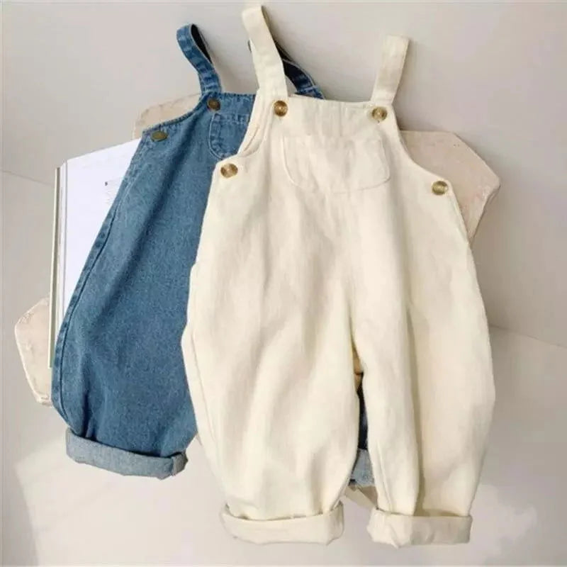 Macacão Infantil Jardineira Unissex Algodão Denim Lenogue