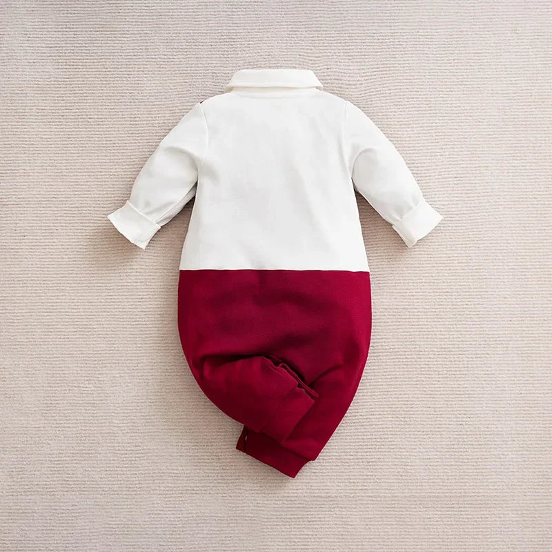 Macacão Infantil Masculino Gentleman Laço Gravata Manga Longa Lenogue