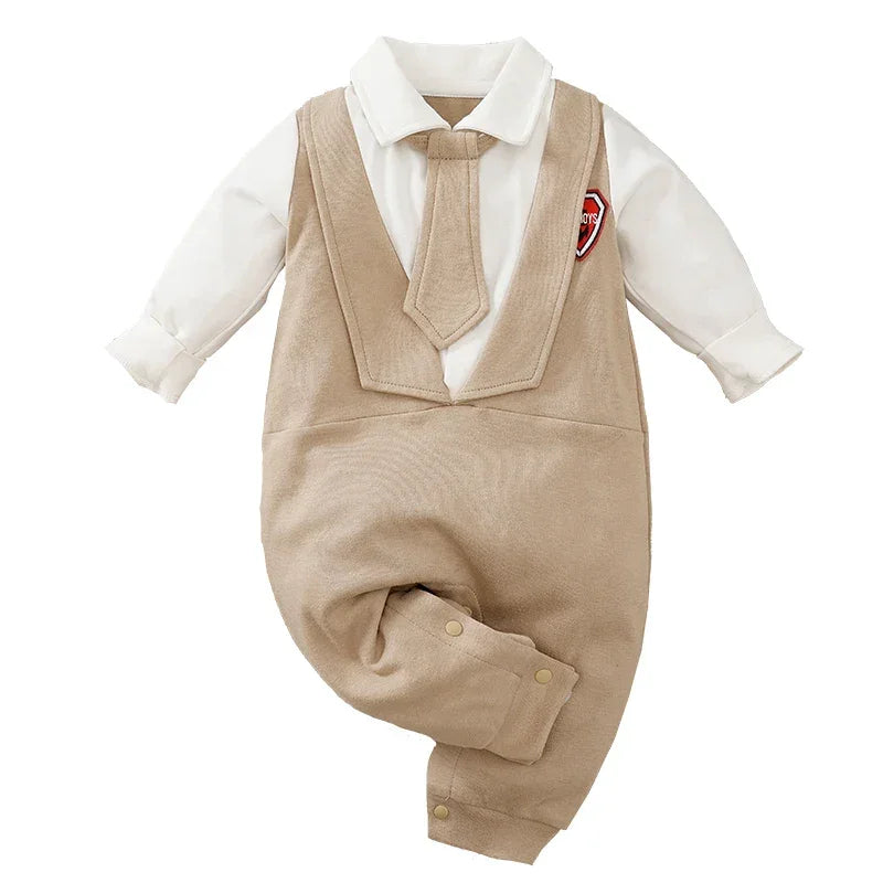 Macacão Infantil Social sem Manga Lapela Algodão Lenogue