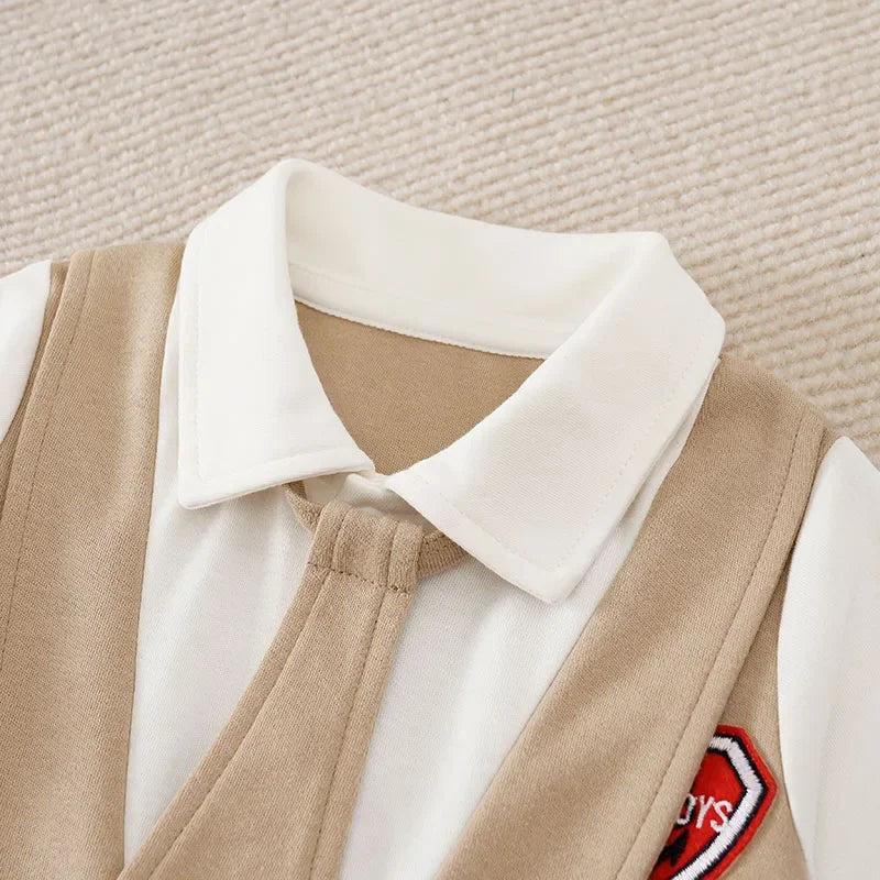 Macacão Infantil Social sem Manga Lapela Algodão Lenogue