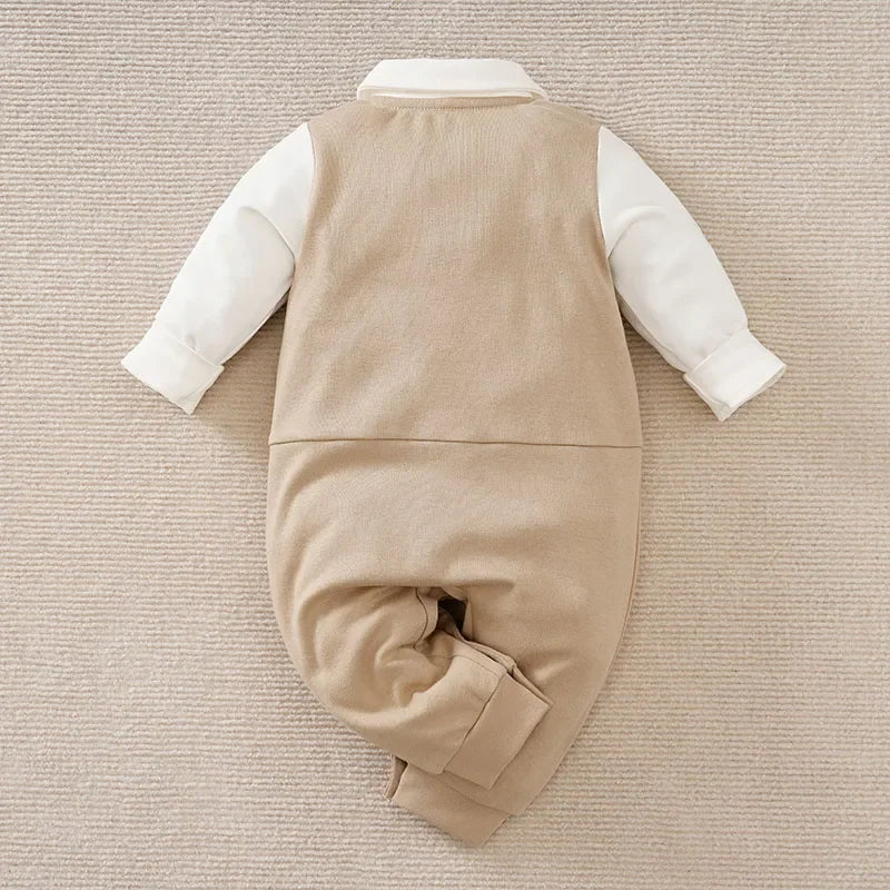 Macacão Infantil Social sem Manga Lapela Algodão Lenogue