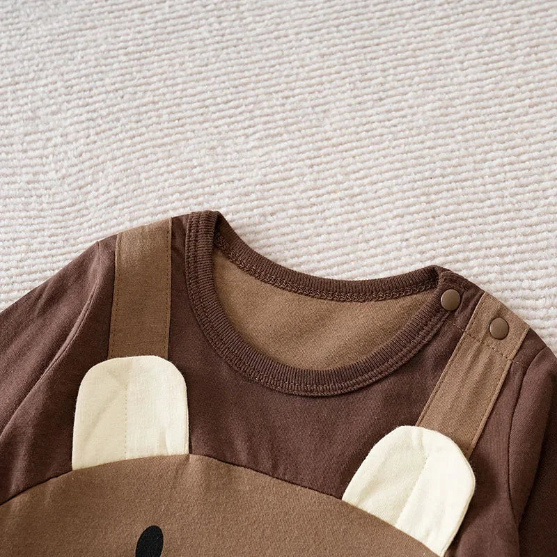 Macacão Infantil Suspensórios Urso Cartoon Orelhas 3d Lenogue